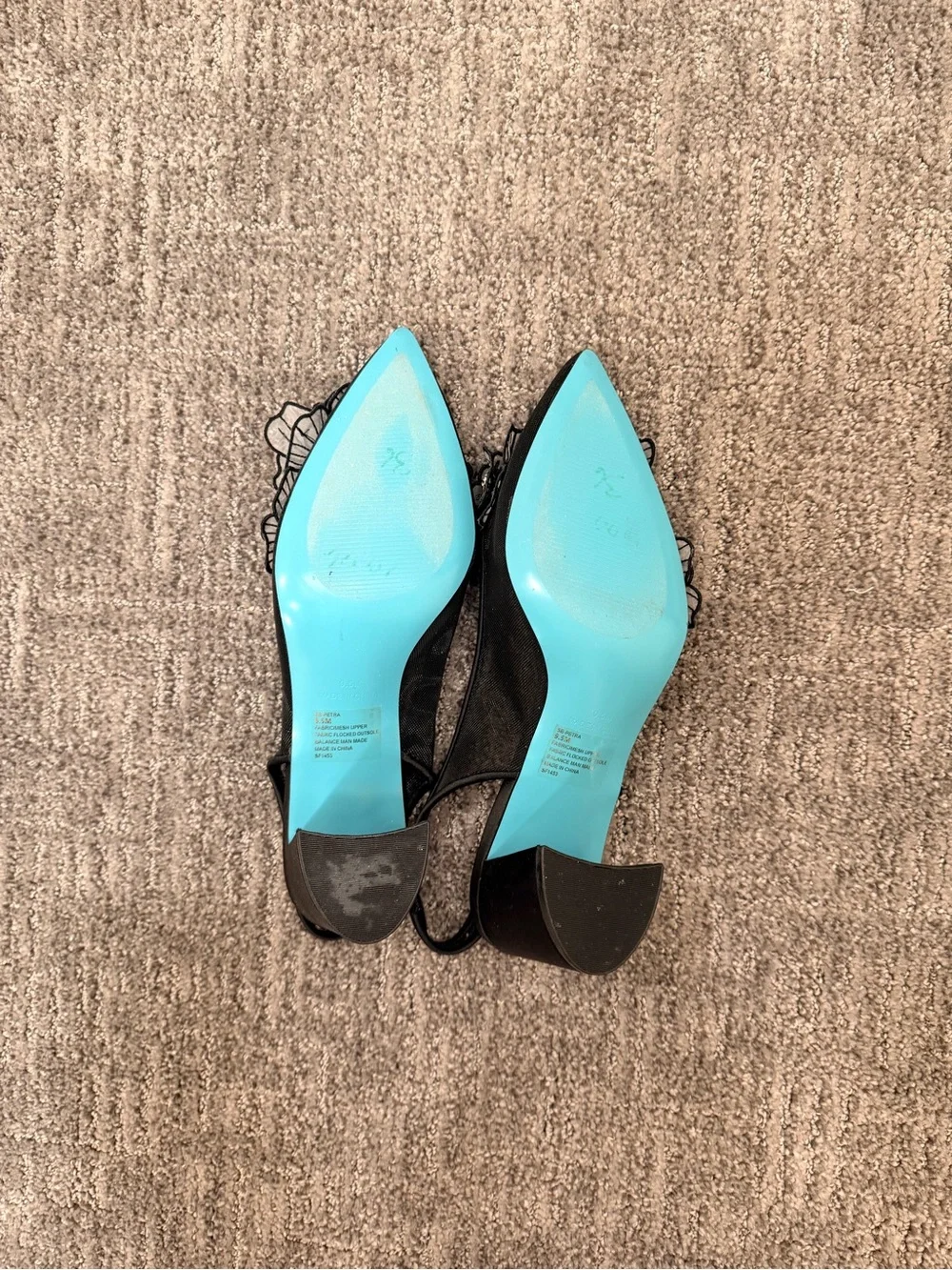 Betsey Johnson Petra Black Mesh Floral Block Heels Coquette Cocktail Size 9.5
